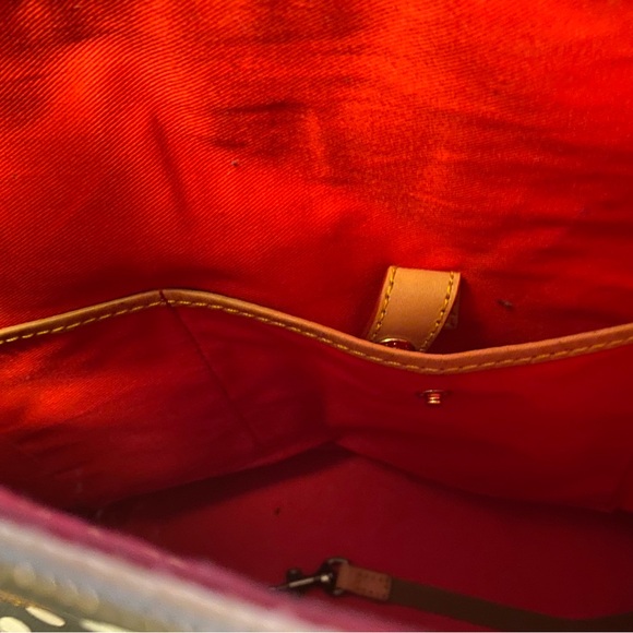 Dooney & Bourke Black and White Polka Dot Tote with Tan Straps - Picture 3 of 7